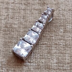 925 Silver Square Cubic Zirconia Pendant